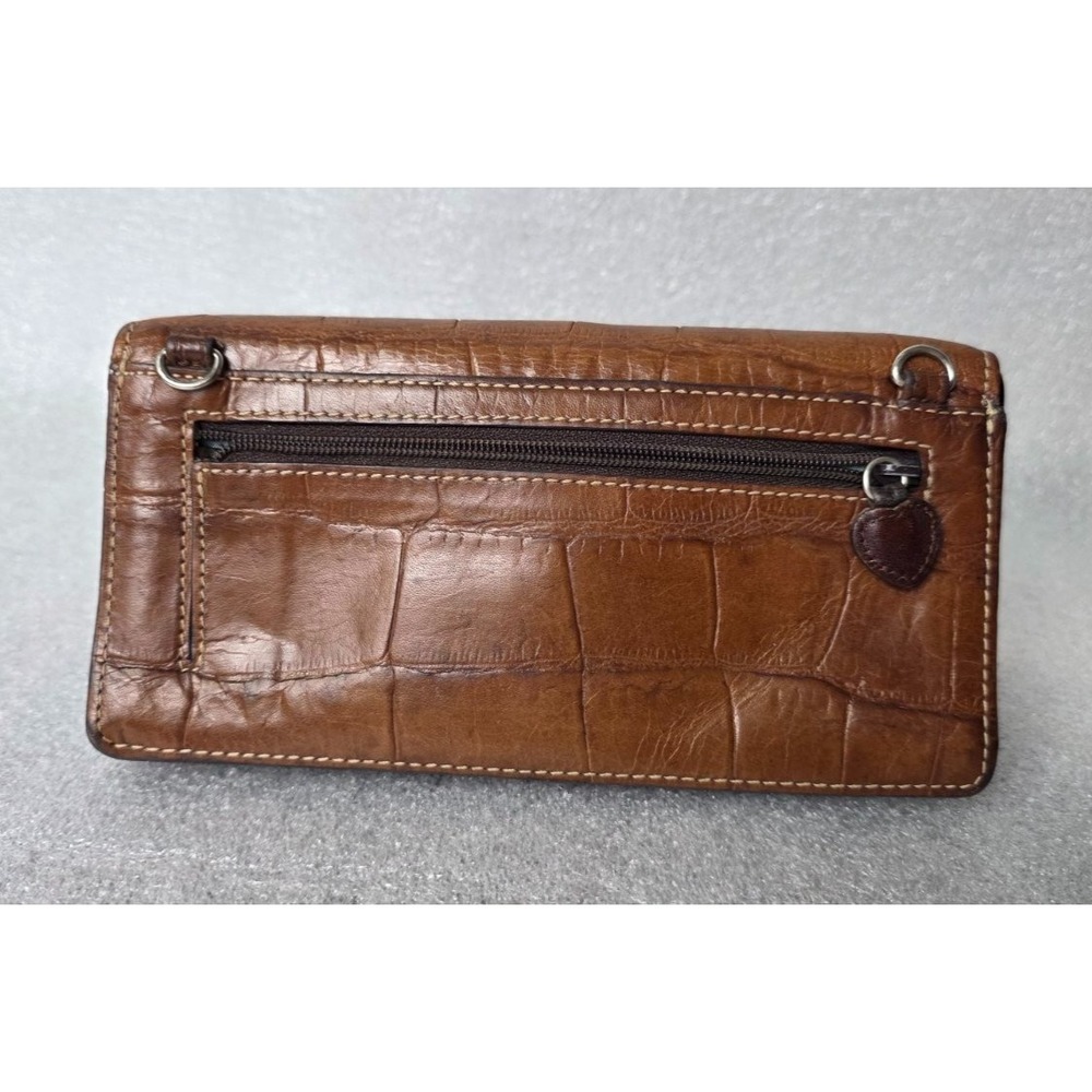 Brighton Brown Croc Leather Checkbook Credit Card ID Cover Wallet - Picture 6 of 10